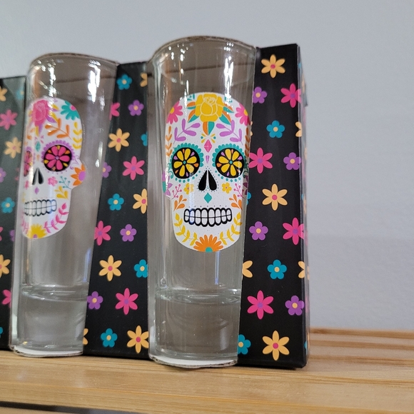 (4-Pk) 2oz Shooters Halloween Dia de los Muertos Day of the Dead Shot Glasses - Picture 6 of 8